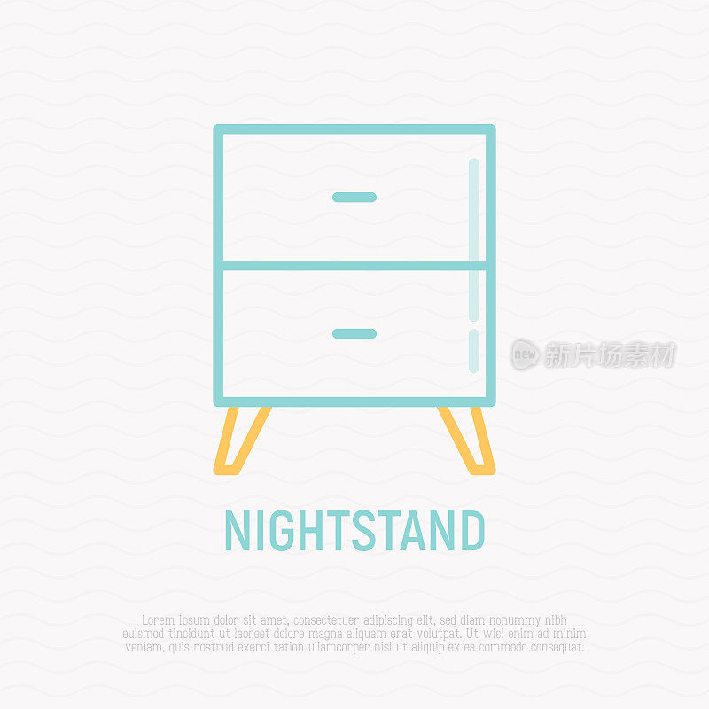 Nightstand thin line icon. Modern vector illustration of furniture, element of interior.